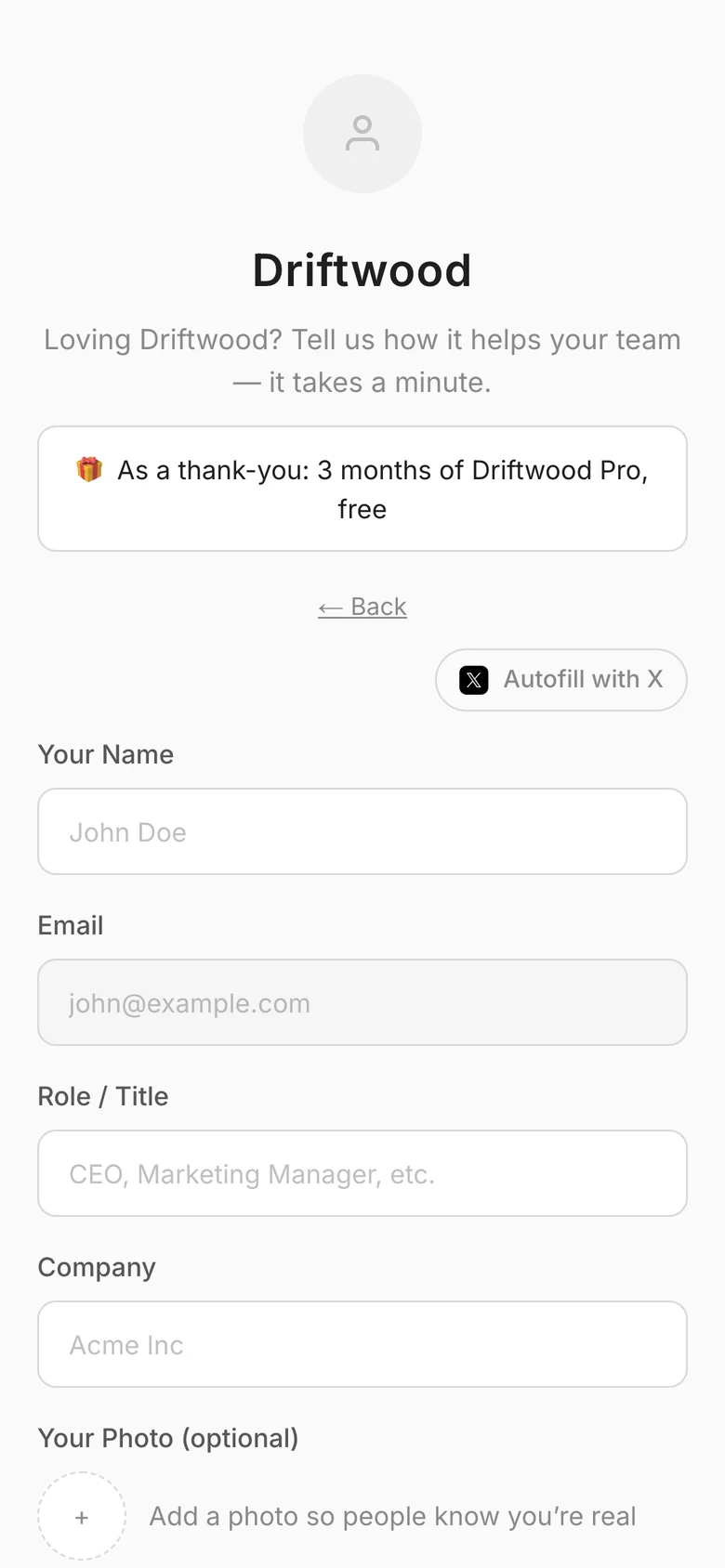 The testimonial page a customer sees on their phone