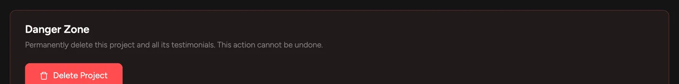 The Danger Zone with the Delete Project button